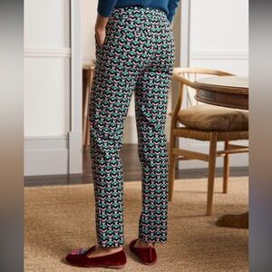Boden Richmond Geometric Print Trousers in Green Sz 8